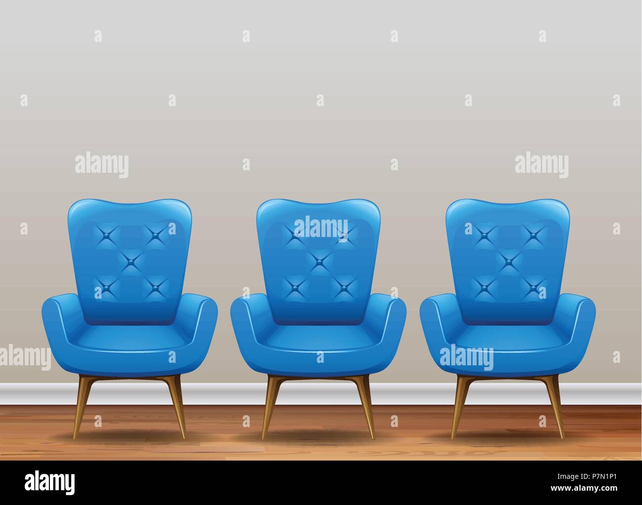 Un ensemble d'illustration Fauteuil bleu classique Illustration de Vecteur