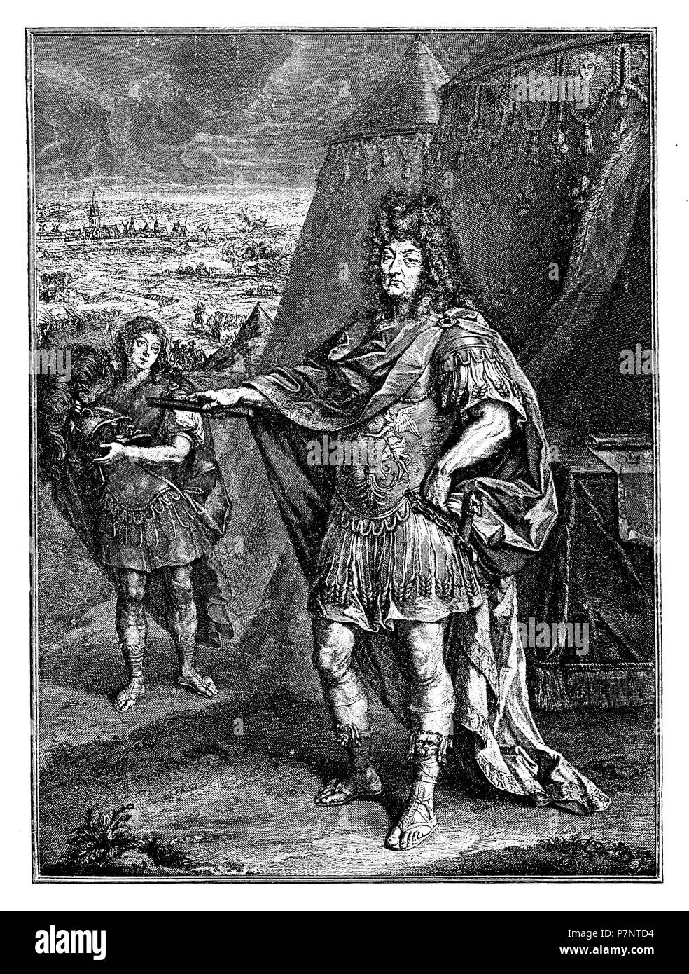 Louis XIV Louis XIV (1638-1715), monarque français), de la famille de Bourbon. Dans la 51e année de vie. Après la gravure par Peter Simon à partir de l'année 1694, Simon Petrus 1899 Banque D'Images