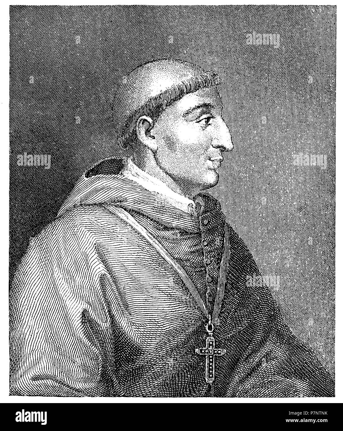 Gonzalo Jiménez de Cisneros, plus tard le Cardinal Francisco Jiménez de Cisneros OFM (1436-1517), depuis 1495, Archevêque de Tolède (Espagne) et Grand Inquisiteur, 1881 Banque D'Images