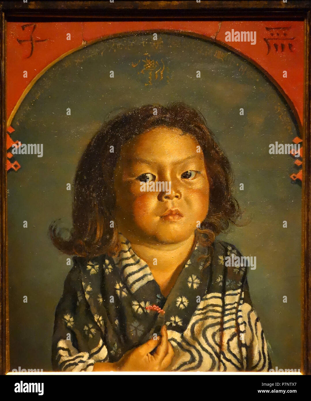 Anglais : Exposition dans le Musée National d'Art Moderne, Tokyo (東京国立近代美術館). Cette oeuvre est dans le car l'artiste est mort il y a plus de 70 ans. La photographie était permise dans le musée sans restriction. 4 septembre 2013, 00:38:39 Reiko 328, vieux de cinq ans, par Kishida Ryusei, 1918, huile sur toile - Musée National d'Art Moderne, Tokyo - DSC06544 Banque D'Images