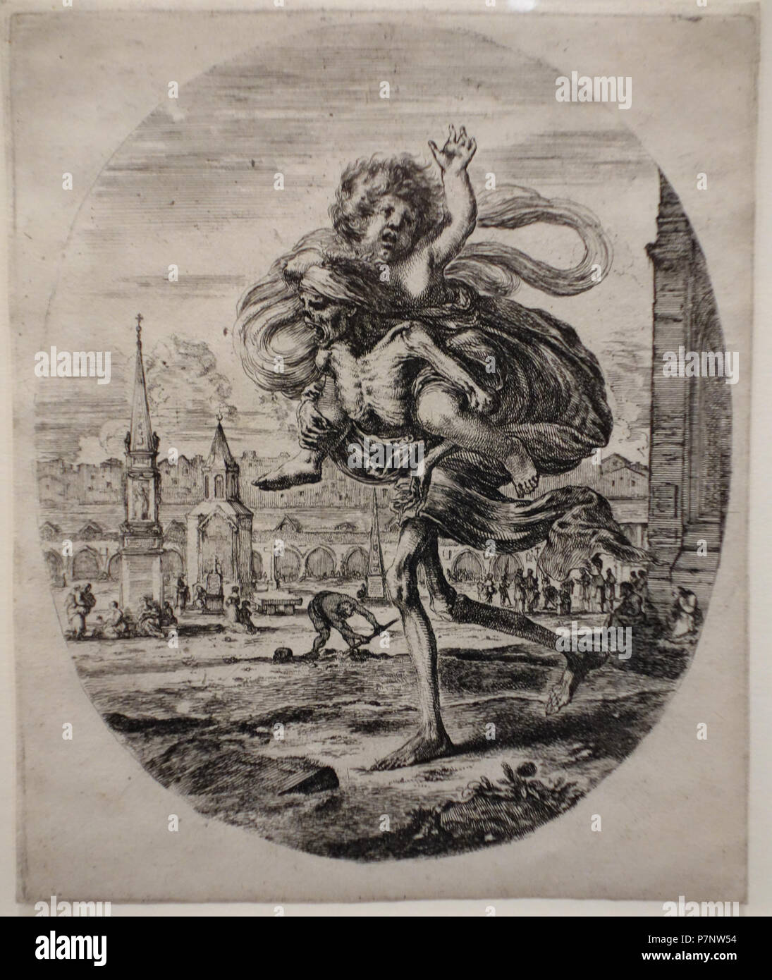 N/A. N/A 370 Les cinq décès - Décès portant un enfant, par Stefano Della Bella, ch. 1648, gravure - National Museum of Western Art, Tokyo - DSC08338 Banque D'Images