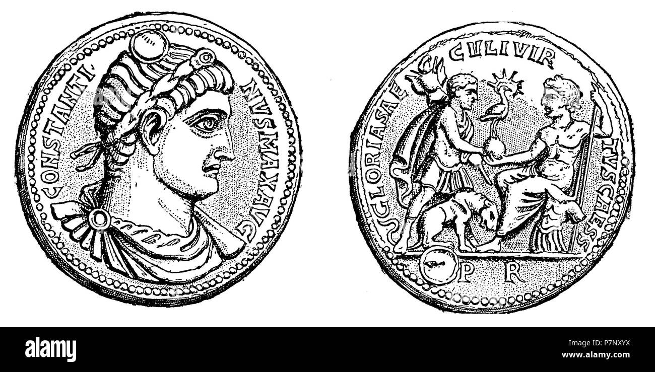 Médaille de bronze avec le portrait de Constantinus, sur la victoire sur Licinius, 1899 Banque D'Images