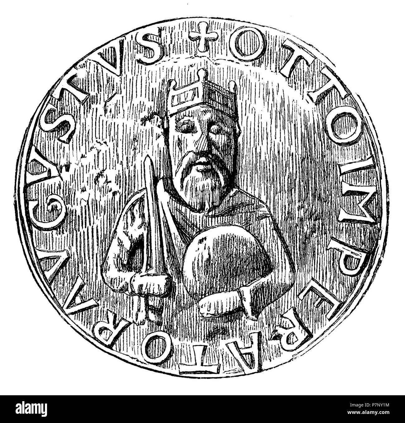 Otto I (HRR), le Grand, roi allemand (936-973) et empereur Roman-German (depuis 962). Sceau de l'empereur Otton le Grand, 1899 Banque D'Images