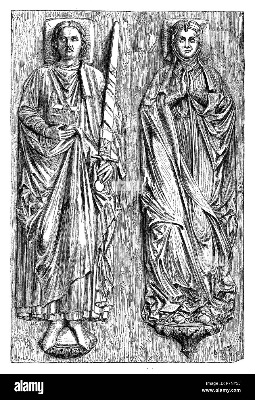 Les chiffres de graves Henry le Lion et son épouse Mechthild dans le dôme construit par lui de 1172 à 1194 à Brunswick, 1899 Banque D'Images