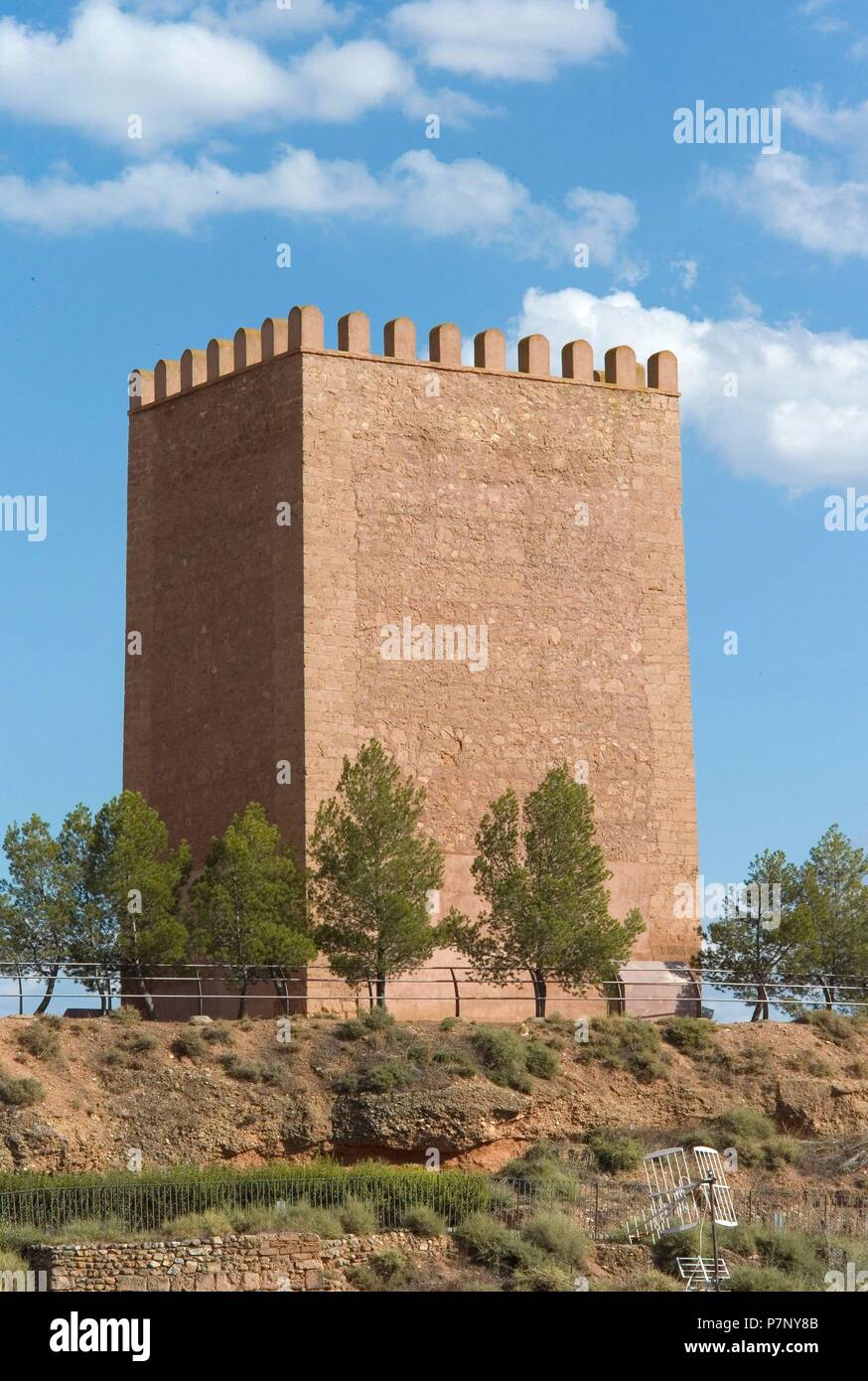 CASTILLO Y TORRE DEL REY VILLARROYA, ZARAGOZA, Aragon, Espagne. Banque D'Images