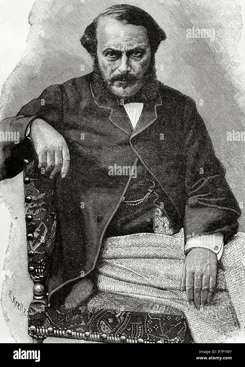 Jean Gilbert Victor Fialin, duc de Persigny (1808-1872). Diplomate et homme d'état du Second Empire. Portrait. La gravure. Banque D'Images