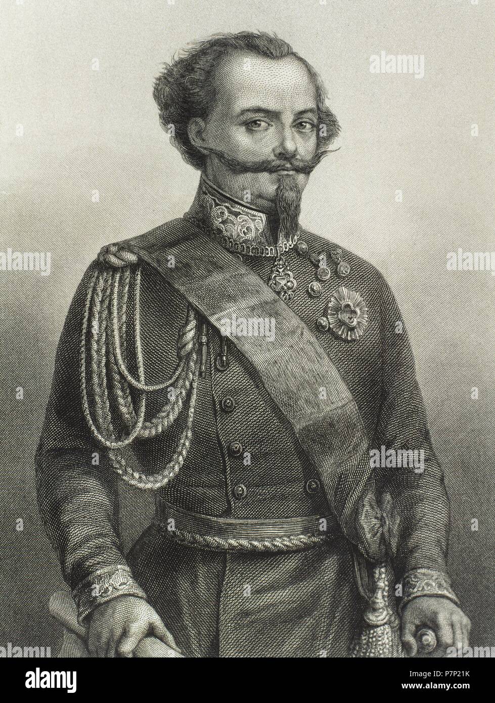 Victor Emmanuel II (1820-1878). Roi de Sardaigne (1849-1861) et Roi d'Italie (1861-1878). Portrait. La gravure. Historia 'universel', 1881. Banque D'Images