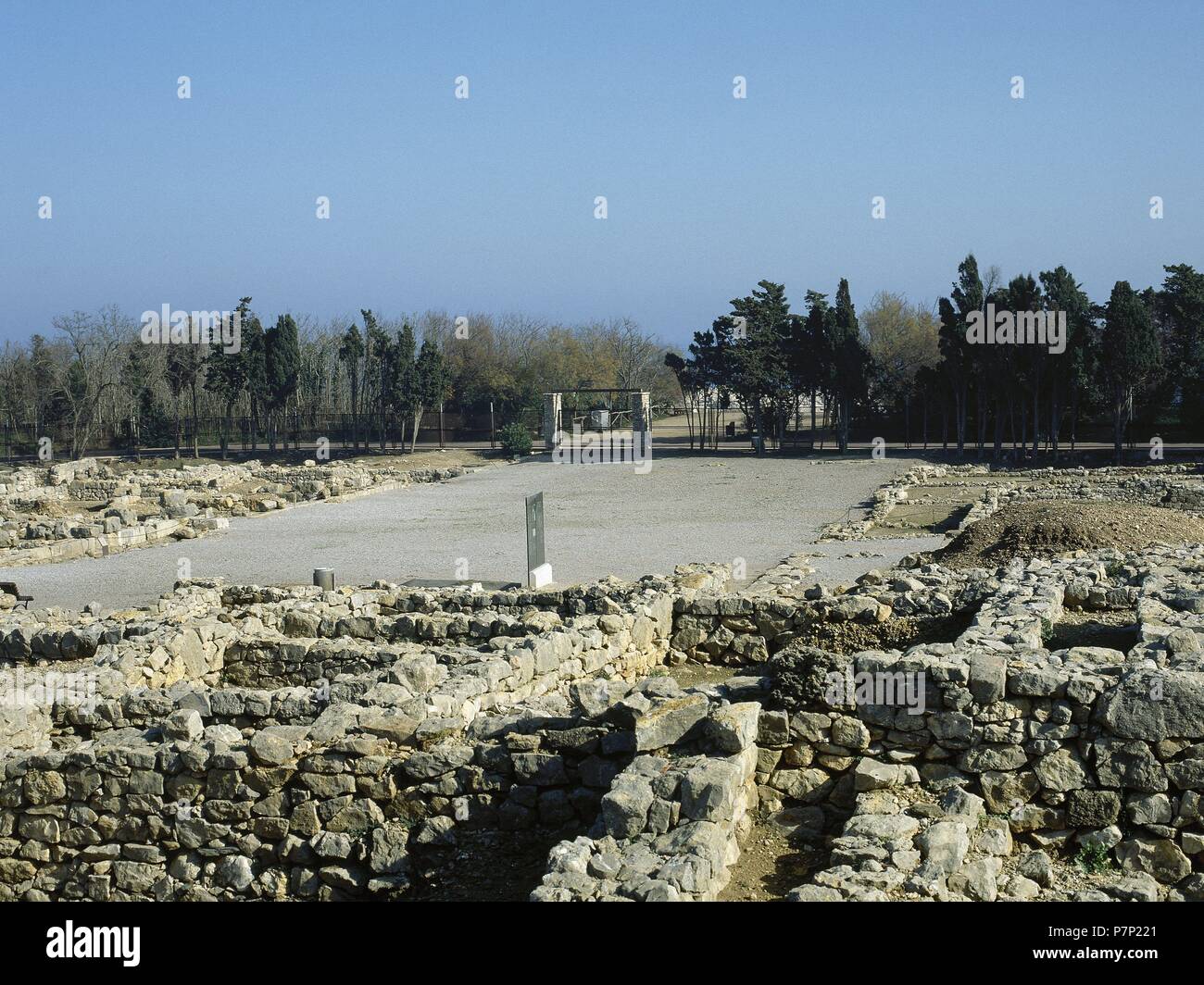 L'Espagne. La Catalogne. Empuries. Neapolis grecque. Agora. Ruines. 2e siècle avant J.-C. Banque D'Images
