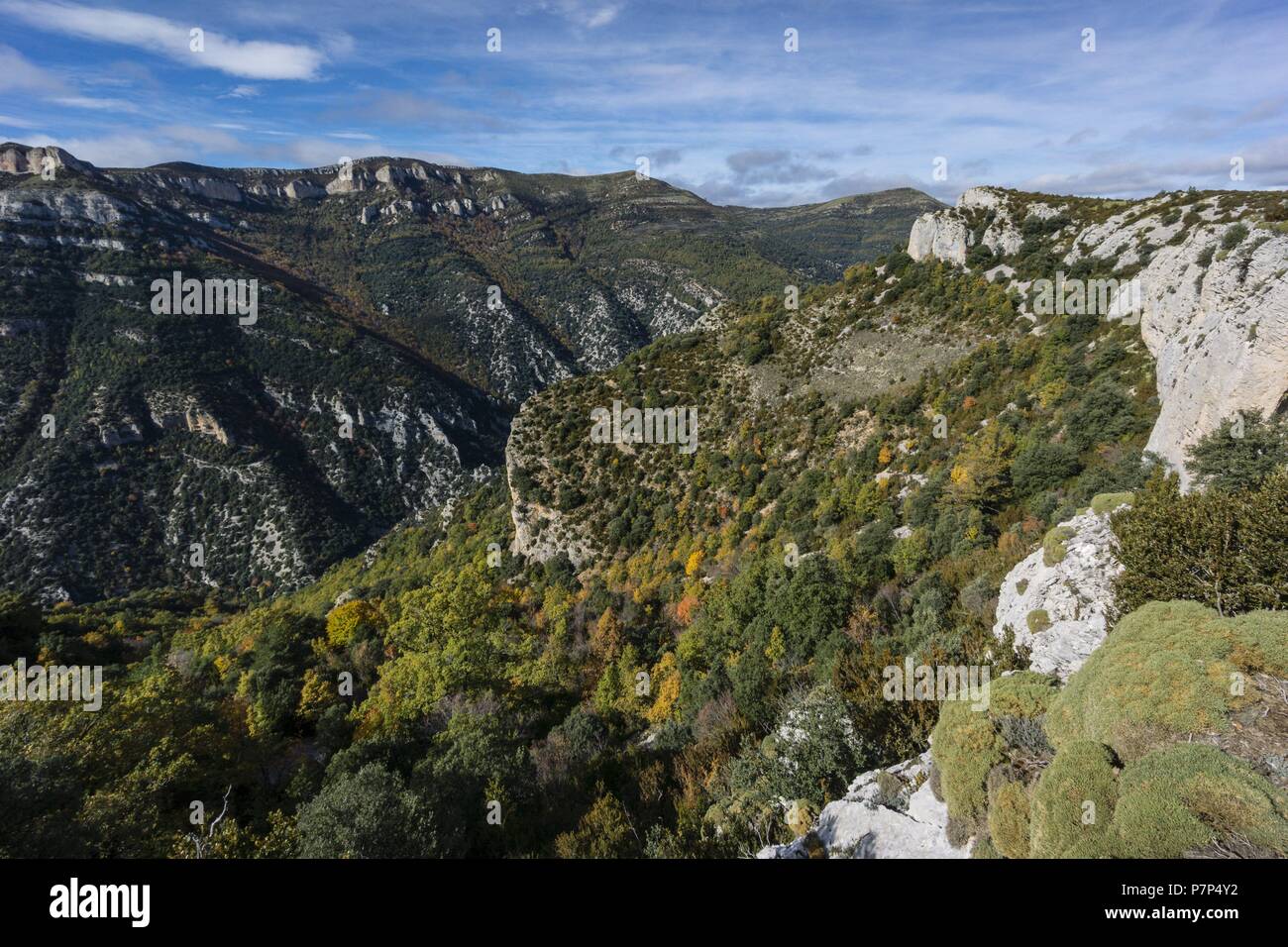 La Sierra de Guara, Sobrarbe, Provincia de Huesca, Comunidad Autónoma de Aragón, cordillera de los Pirineos, Espagne, Europe. Banque D'Images