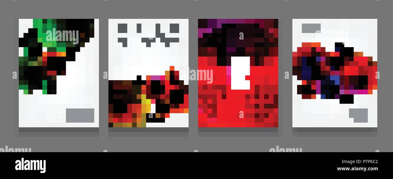 Stock vector illustration set gabarits de protection avec des bulles, des formes liquides résumé 80s memphis style géométrique télévision 3D et éléments de conception. Style rétro pour bannières, flyers, affiches et posters. EPS 10 Illustration de Vecteur