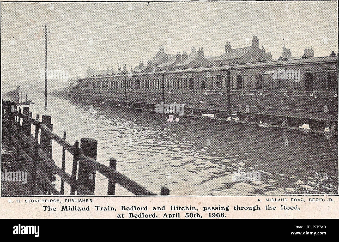 La gare de Bedford . Postally utilisé 17 Juillet 1908 40 Bedford Midland Railway station Banque D'Images