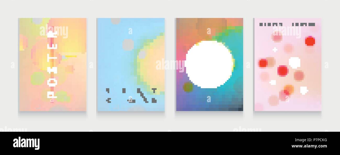 Stock vector illustration set gabarits de protection avec des bulles, des formes liquides résumé 80s memphis style géométrique télévision 3D et éléments de conception. Style rétro pour bannières, flyers, affiches et posters. EPS 10 Illustration de Vecteur
