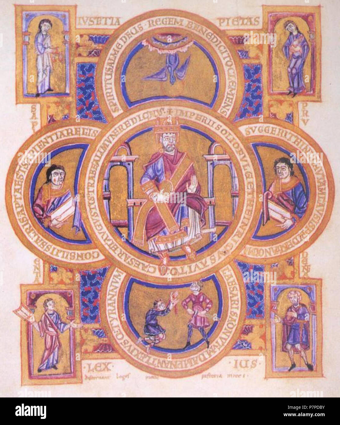 Deutsch : Herrscherbild Heinrich II. (Heinrichs III.) im Evangeliar aus Montecassino (Rom, Bibl. La TVA., Cod. Ottob. lat. 74, fol. 193v.) . erste Hälfte 11. Jahrhundert 192 Herrscherbild im Evangeliar Montecassino Banque D'Images