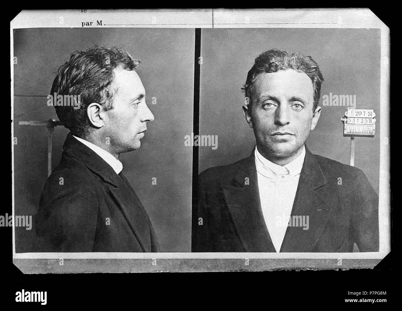 Français : La photographie anthropométrique de Raoul Villain, qui tua Jean Jaurès le 31 juillet 1914. Anglais : Raoul Villain, Électroniques de Jean Jaurès qui a abattu le 31 juillet 1914. 1920. 2014-03-25 pour le téléchargement. 326 Raoul Villain Banque D'Images
