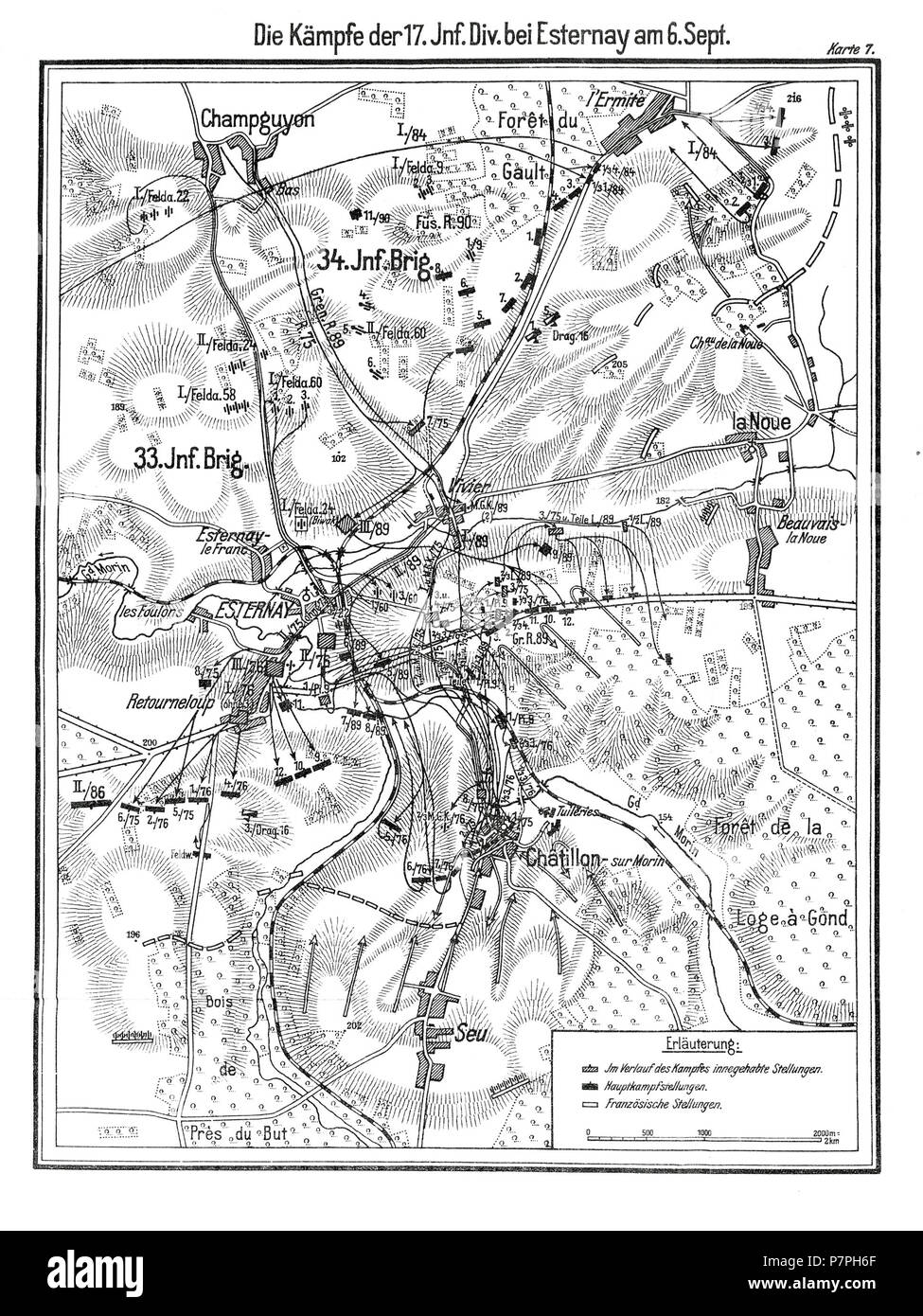 Deutsch : 17. Division, Gefecht am 6. Septembre 1914, Marne-Feldzug . 10 août 2015 261 17 Marneschlacht. Div 1914 Banque D'Images