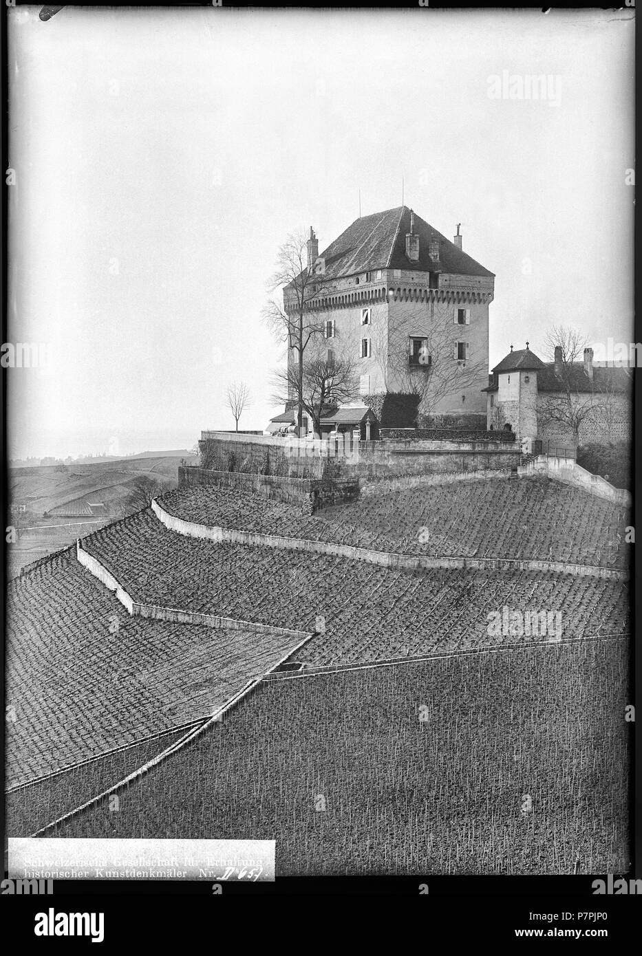 75 CH-NB - Montreux, Clarens, le Château du Châtelard, vue d'ensemble extérieure - Collection Max van Berchem - EAD-7244 Banque D'Images
