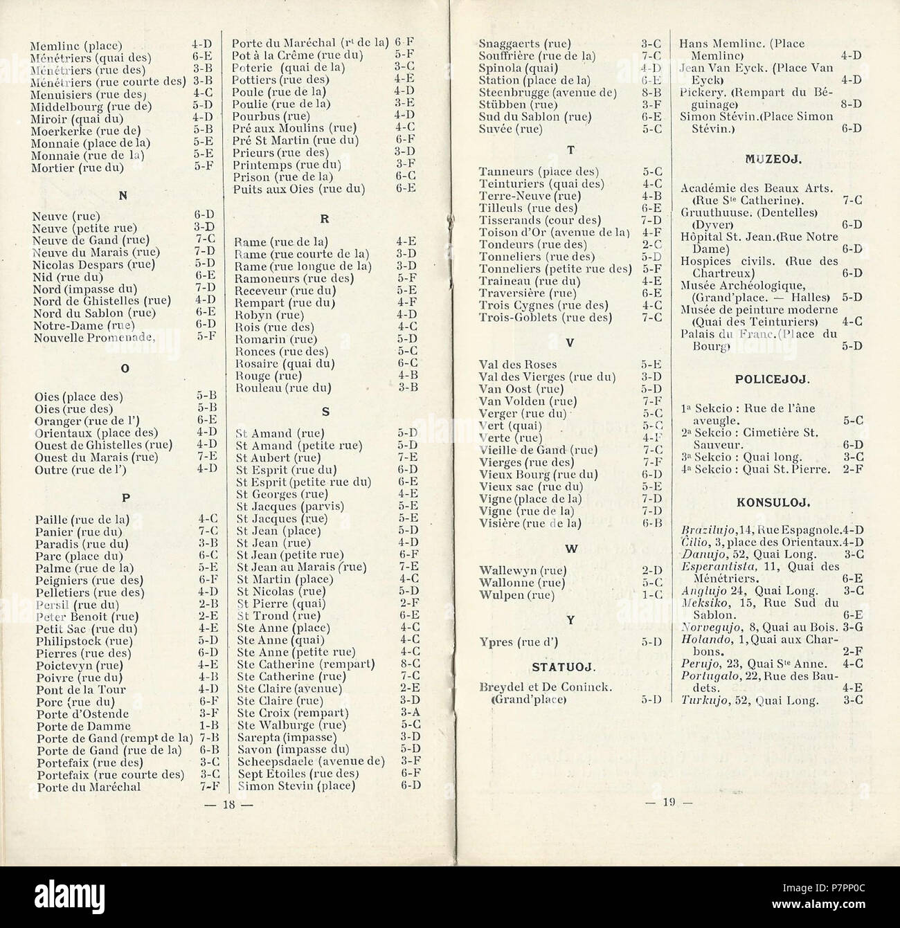 L'ESPÉRANTO : Gvidlibreto por Turistoj en Bruo . 1910 51910 Gvidlibreto 18-19 Banque D'Images