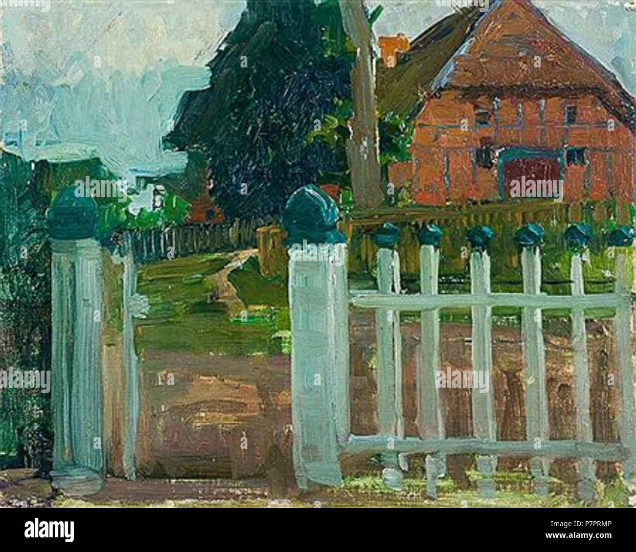 185 Hanna Mehls - Bauerngehöft weißer und Gartenzaun Banque D'Images