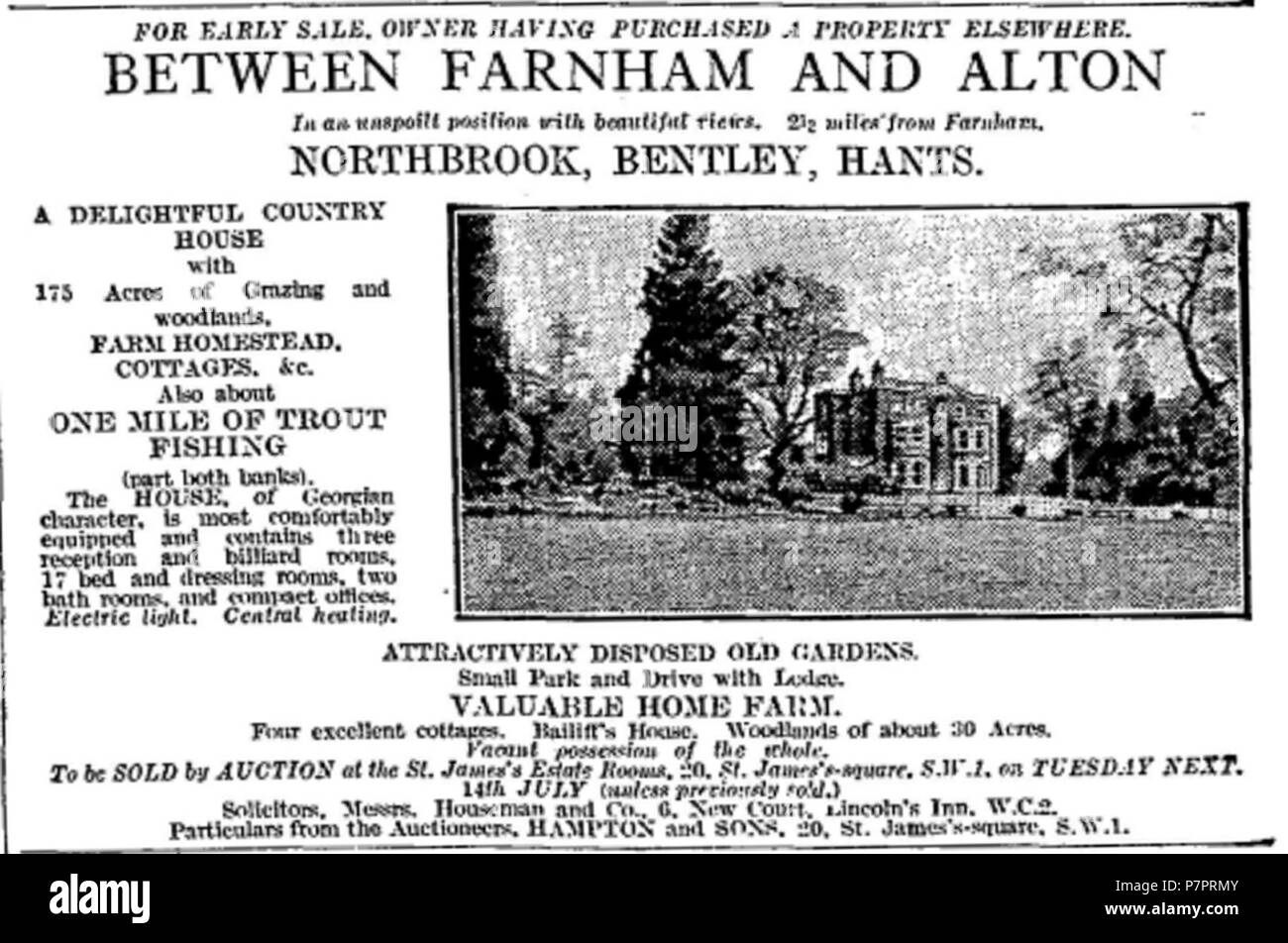 Anglais : vente de Northbrook Park, Farnham, Surrey, 1931 . 1931 339 Avis 1931 Northbrook Park Vente Banque D'Images