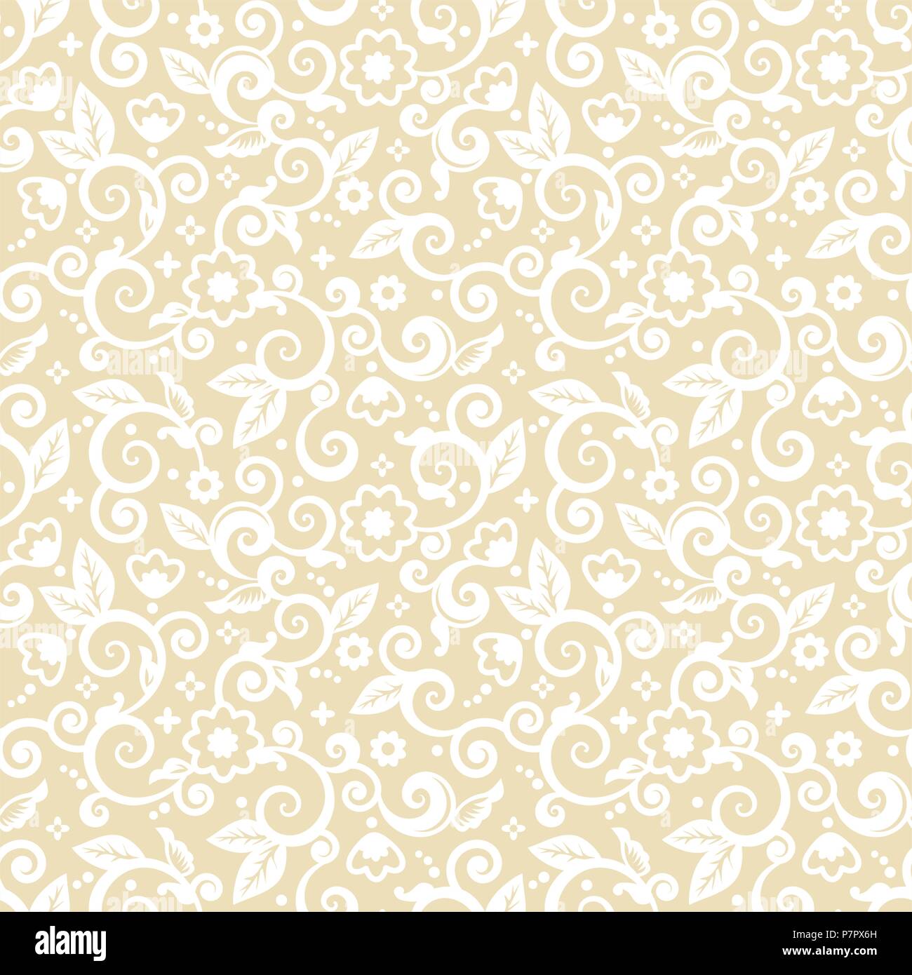 Seamless (vous voyez 4 tuiles) sur blanc élégant motif floral abstrait or pâle, d'impression, papier peint, Swatch, la texture ou l'arrière-plan Illustration de Vecteur