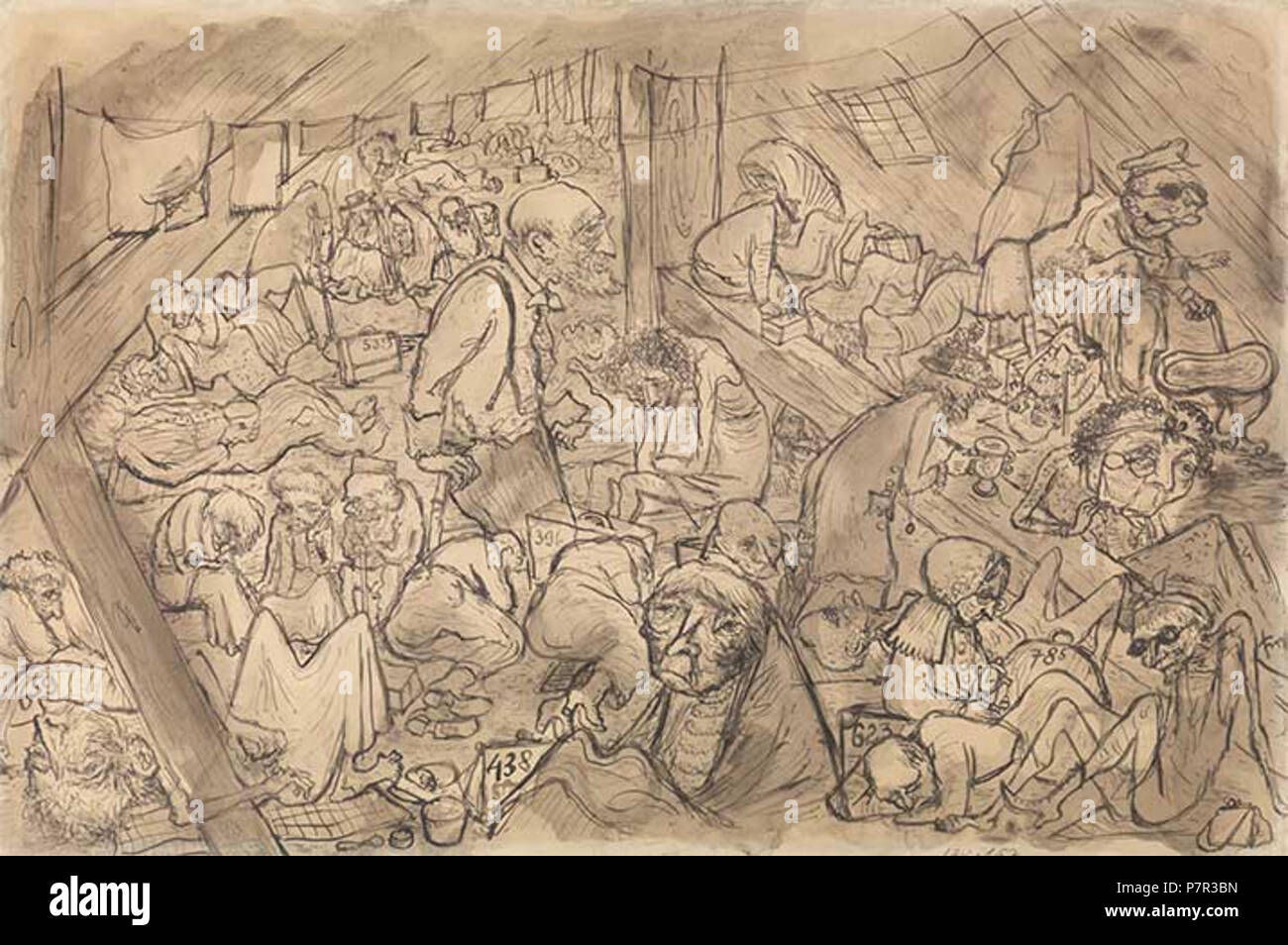 Art du ghetto de Theresienstadt . Entre 1943 et 1944 Quart de couchage 348 dans les combles Banque D'Images