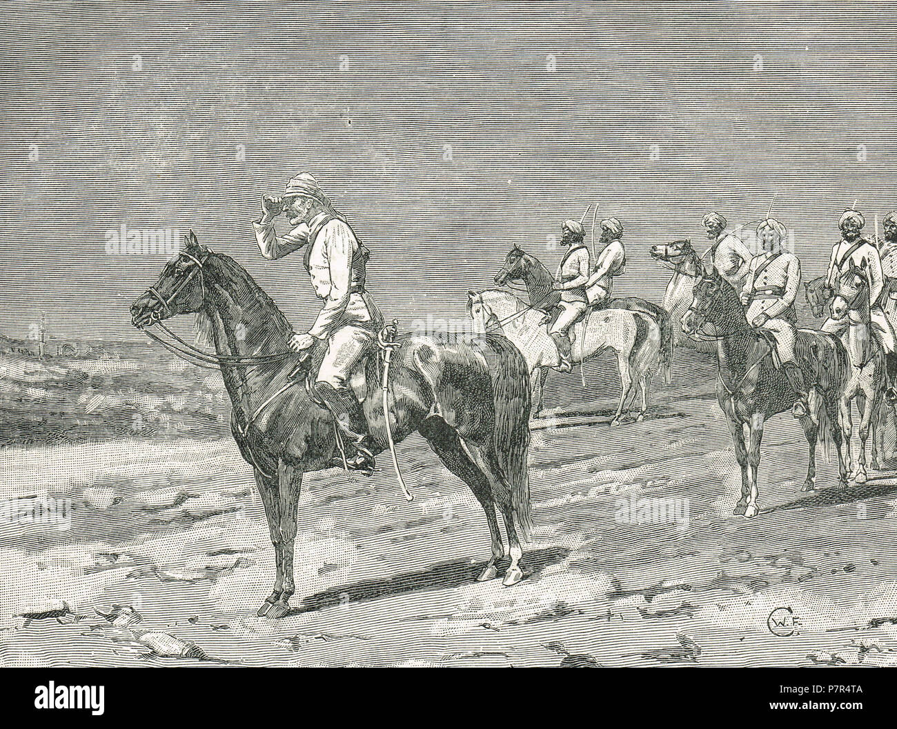 Major Hodson la reconnaissance avant de Delhi, Inde, 7 juin 1857. Le jour avant la bataille de Badli-ki-Seraï du 8 juin 1857, au cours de la rébellion indienne de 1857 Banque D'Images