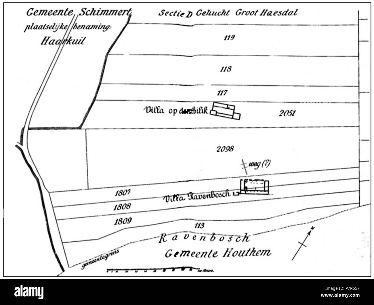 Anglais : Site par J.W.H. Goossens de la fouille archéologique d'une villa romaine à l'Op den Billich près de Schimmert-Haasdal, Limbourg, Pays-Bas. 1908 Opgraving 295 Romeinse villa op den Billich, Holwerda-Goossens, 1908 Banque D'Images