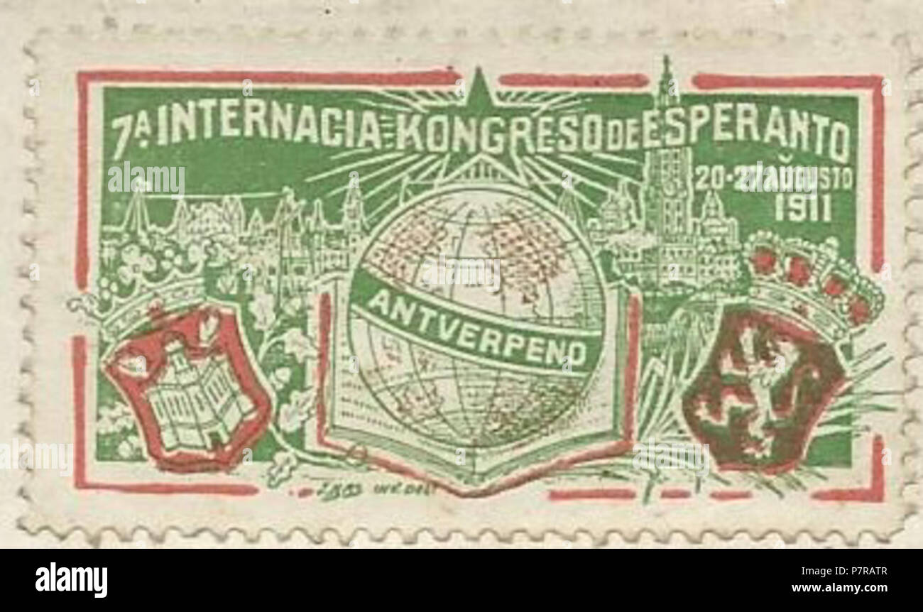 L'ESPÉRANTO : Glumarko - Universala Kongreso de Esperanto (Antverpeno, 1911/FelixArchuef 2233-30) . 1911 61911 Glumarko - UK Antverpeno Banque D'Images
