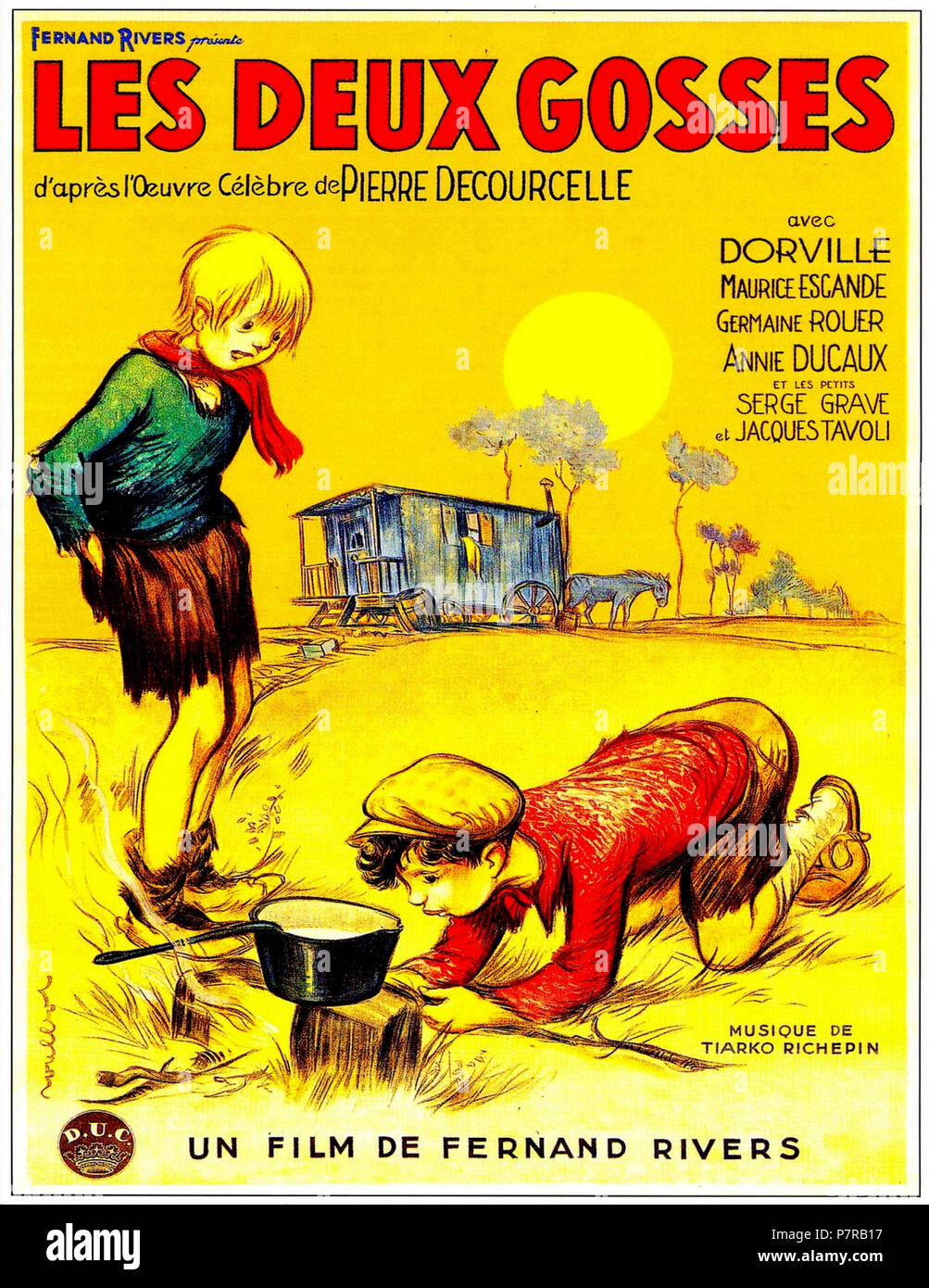 Affiche pour le film Les deux gosses de Fernand Rivers (1936), l'auteur Francisque Poulbot. 1936 244 Les deux gosses rivières film dessin Poulbot Banque D'Images