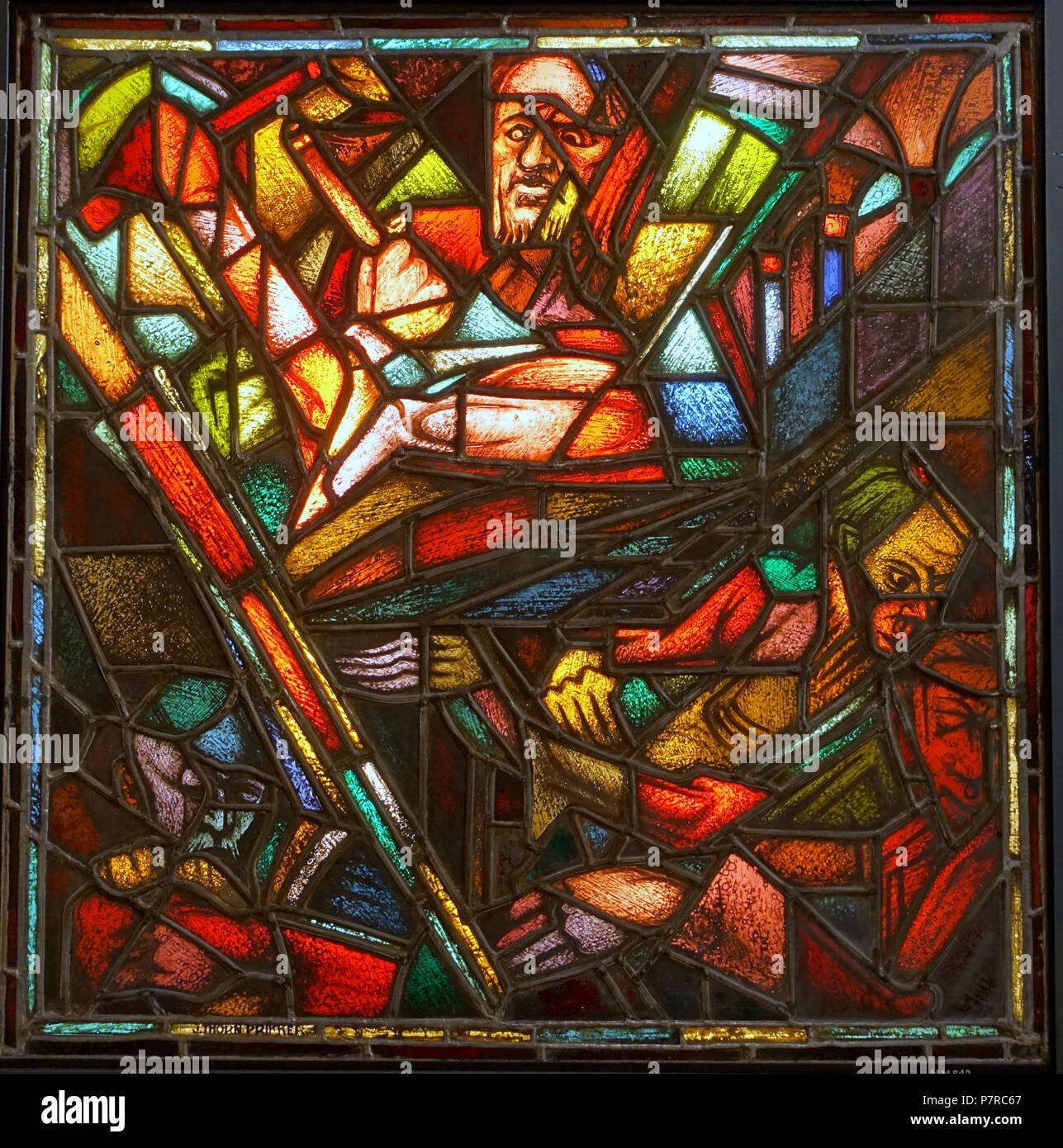 Anglais : Exposition dans le Germanisches Nationalmuseum, Nuremberg, Allemagne. 23 octobre 2016, 04:14:52 à 62 les changeurs du temple, par Johann Thorn Prikker, ch. 1912, le vitrail - Germanisches Nationalmuseum, Nuremberg - Allemagne - DSC02342 Banque D'Images