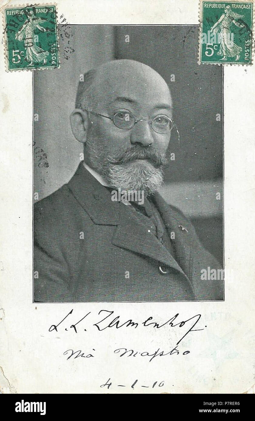 L'ESPÉRANTO : Bildo de L.F. Zamenhof en 1910 . 1910 5 1910 De Backer 1 Banque D'Images