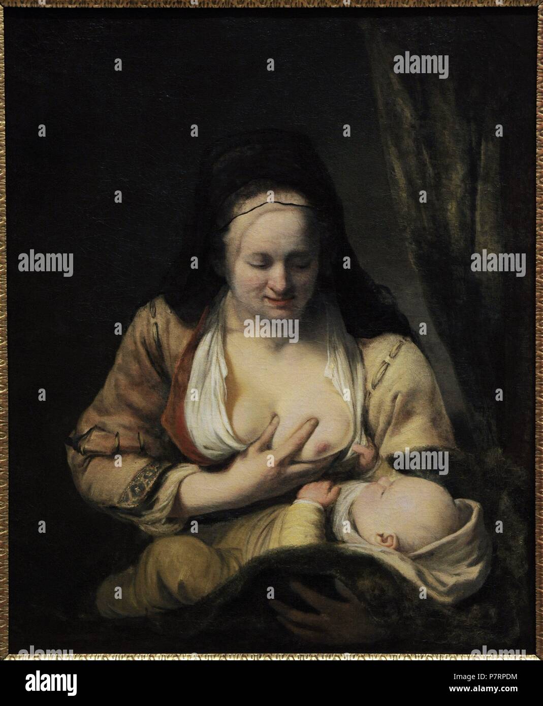 Ferdinand Bol (1616-1689). Peintre hollandais. Femme allaitant un nourrisson. Galerie nationale. Oslo. La Norvège. Banque D'Images