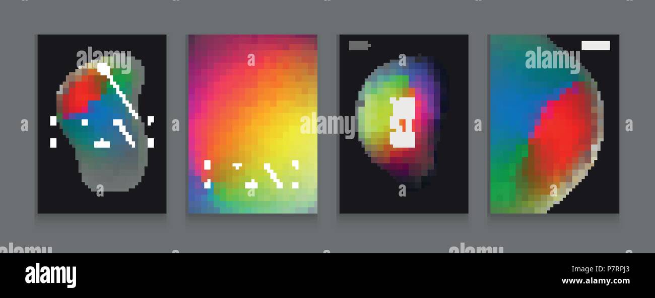 Stock vector illustration set gabarits de protection avec des bulles, des formes liquides résumé 80s memphis style géométrique télévision 3D et éléments de conception. Style rétro pour bannières, flyers, affiches et posters. EPS 10 Illustration de Vecteur