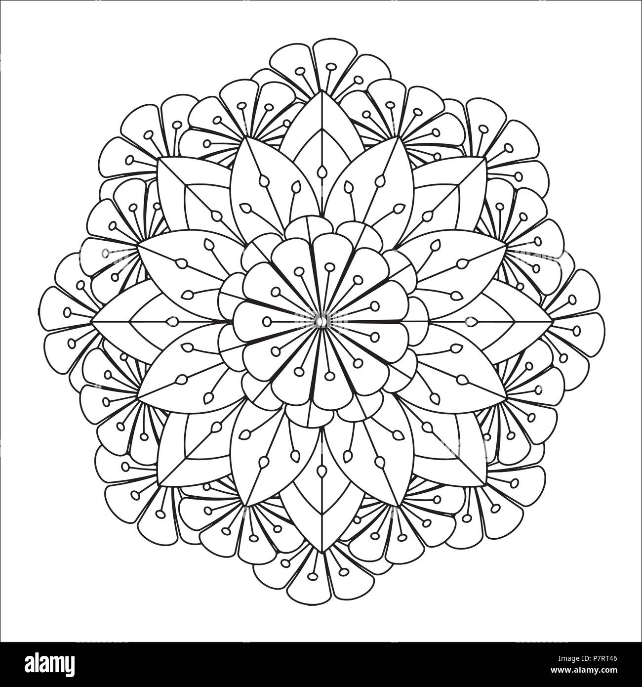 Mandala fleur illustration vectorielle. Motif Oriental, affiche des éléments décoratifs. L'Islam, Arabe, Indienne, marocaine, turque de motifs ottomans. Coloriage Illustration de Vecteur
