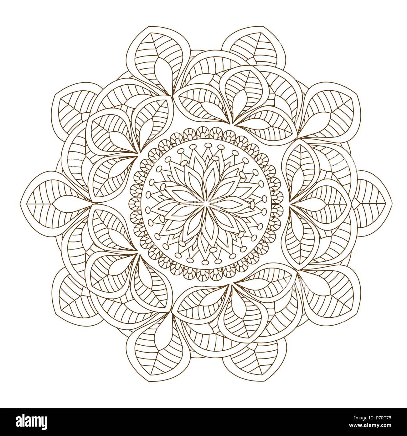 Mandala fleur illustration vectorielle. Motif Oriental, affiche des éléments décoratifs. Ornement motif floral ronde. L'élément de conception dans le style Mehndi indien. Vector illustration Illustration de Vecteur