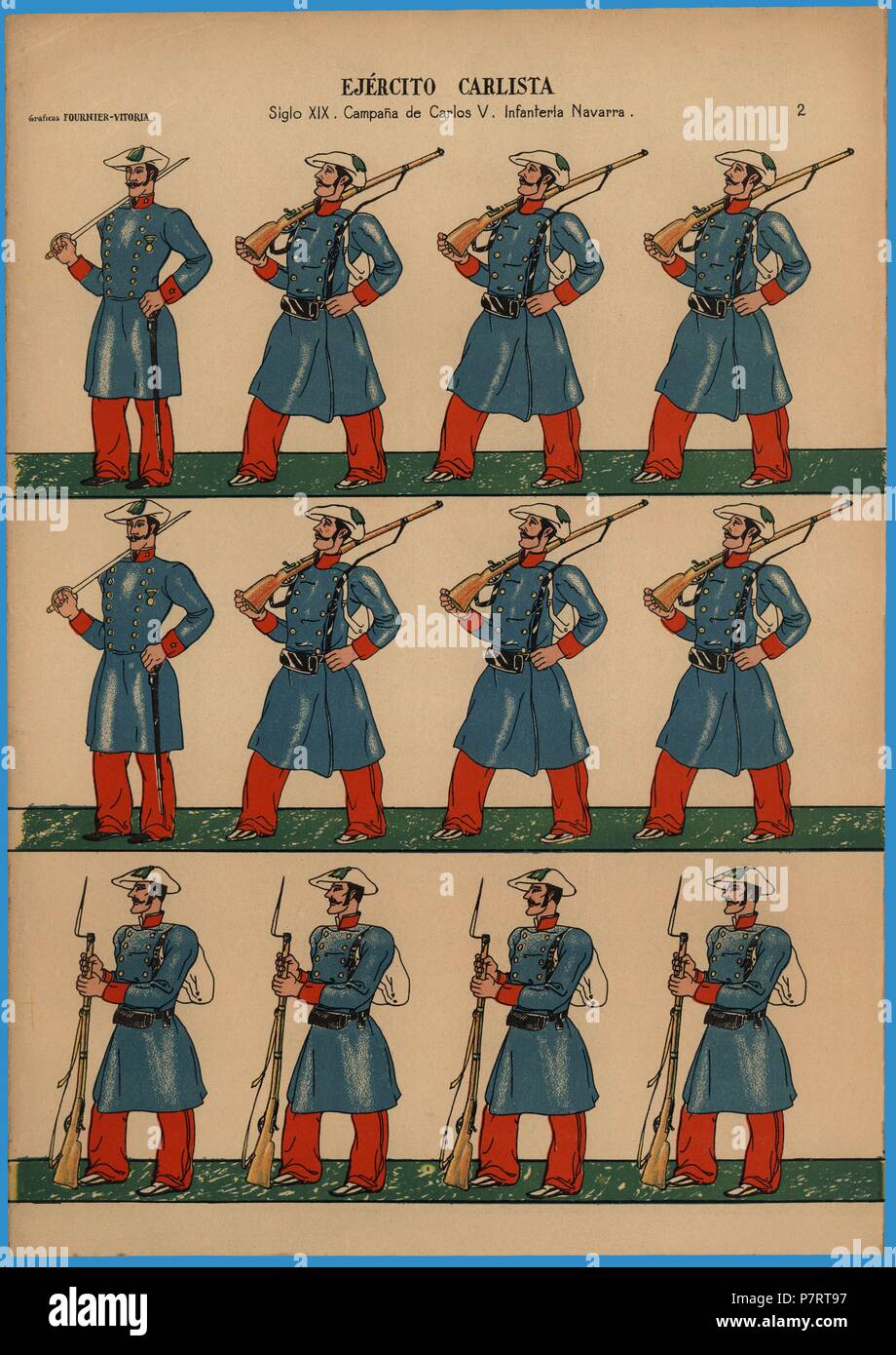 Recortable Estampa populaires del Ejército carlista Infantería de Navarra  de la primera guerra carlista (1833-1837), editada por Fournier, de Vitoria  Photo Stock - Alamy