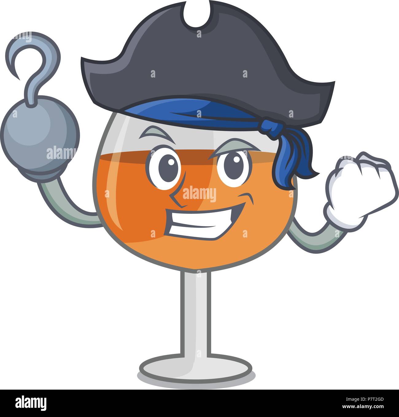 Cognac verre ballon pirate dessin animé caractère Illustration de Vecteur