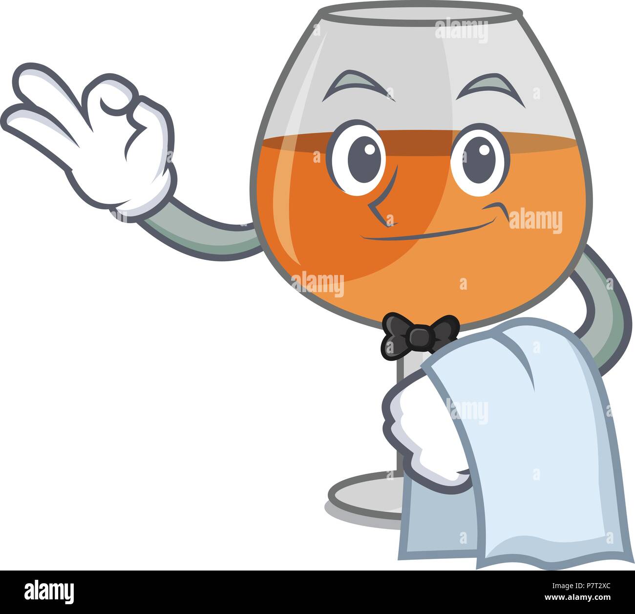 Verre ballon cognac serveur mascot cartoon Illustration de Vecteur