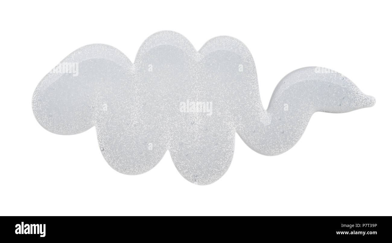 Frottis transparents de produits cosmétiques isolé sur fond blanc. Texture transparente de lotion sur fond blanc Banque D'Images