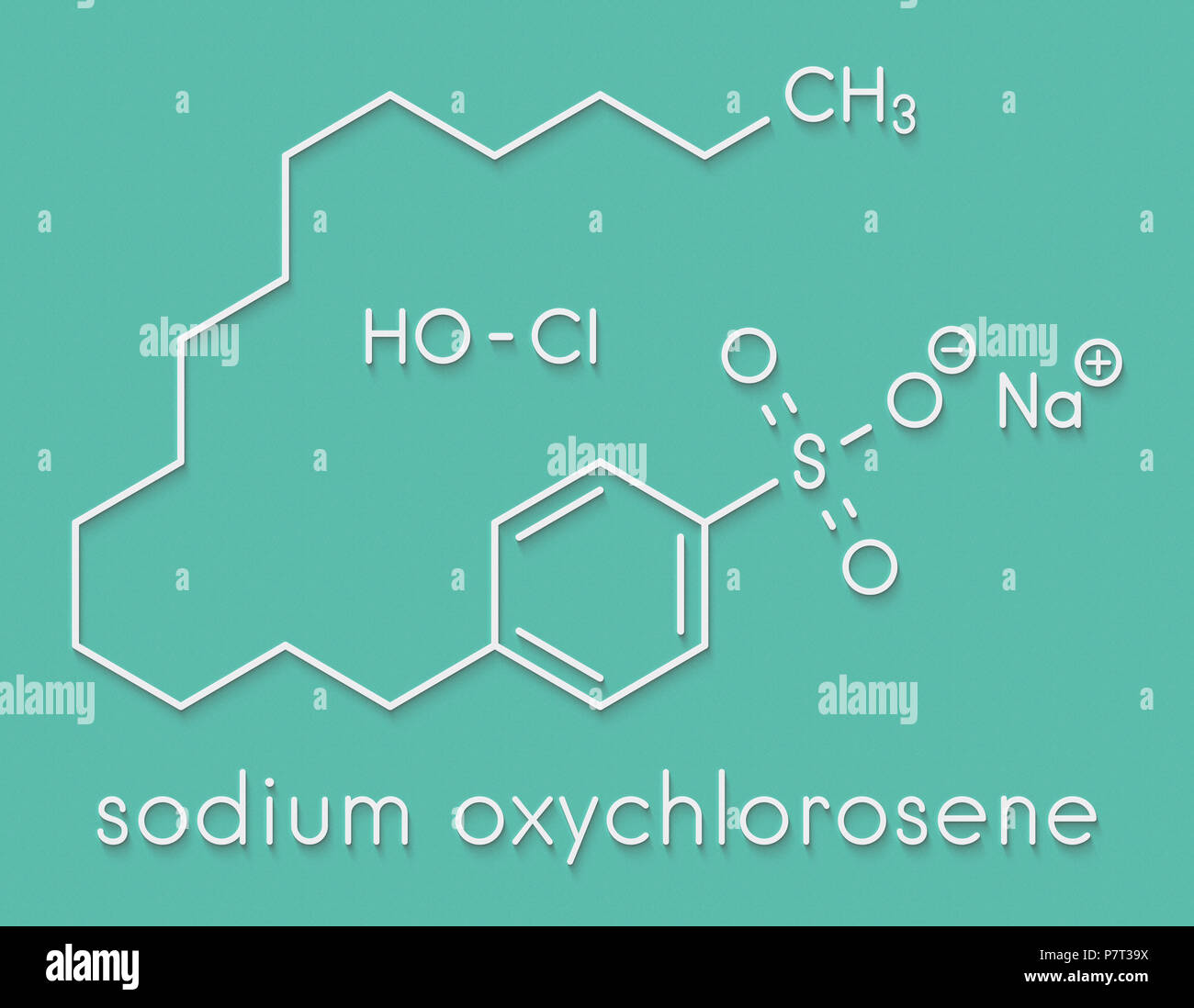 Sodium oxychlorosene molécule antiseptique. Formule topologique. Banque D'Images