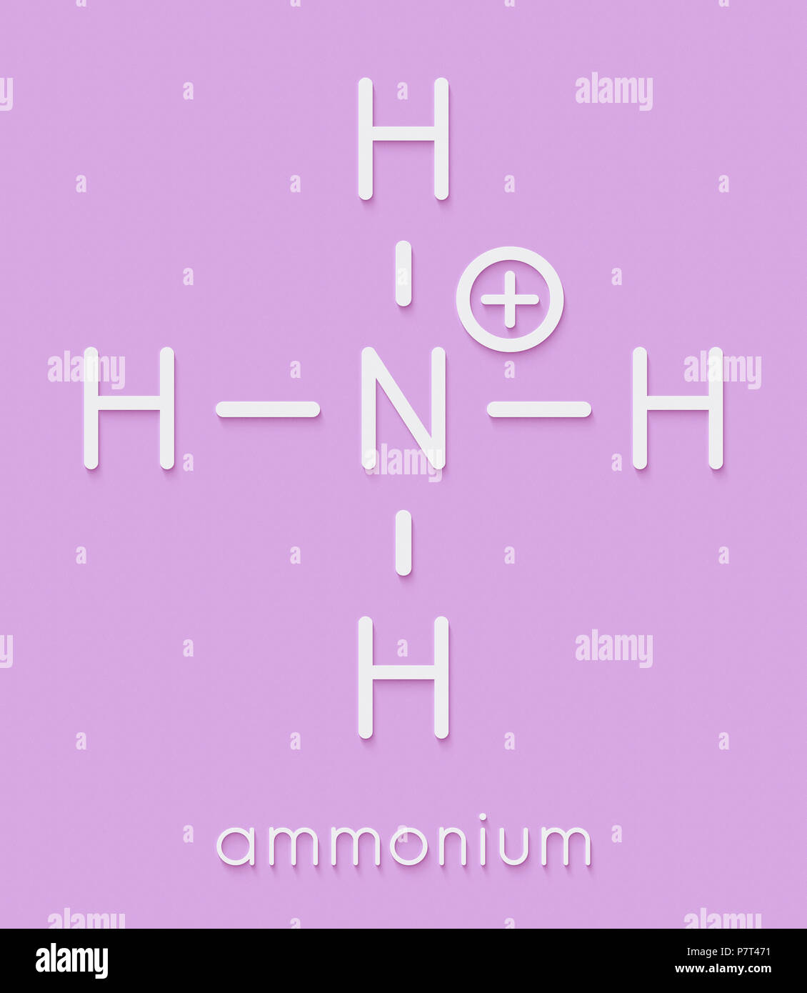 Cation ammonium. Forme protonée de l'ammoniac. Formule topologique. Banque D'Images