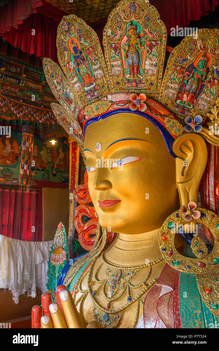 Futur Bouddha Maitreya Bouddha ou 28e en monastère Thiksey Gompa au Ladakh, Inde du Nord Banque D'Images