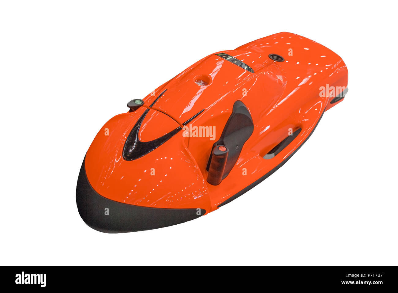 Scooter sous-marin seabob Orange isolé sur fond blanc. L'équipement pour la plongée pour mieux plonger avec moins d'énergie de l'effort. Banque D'Images