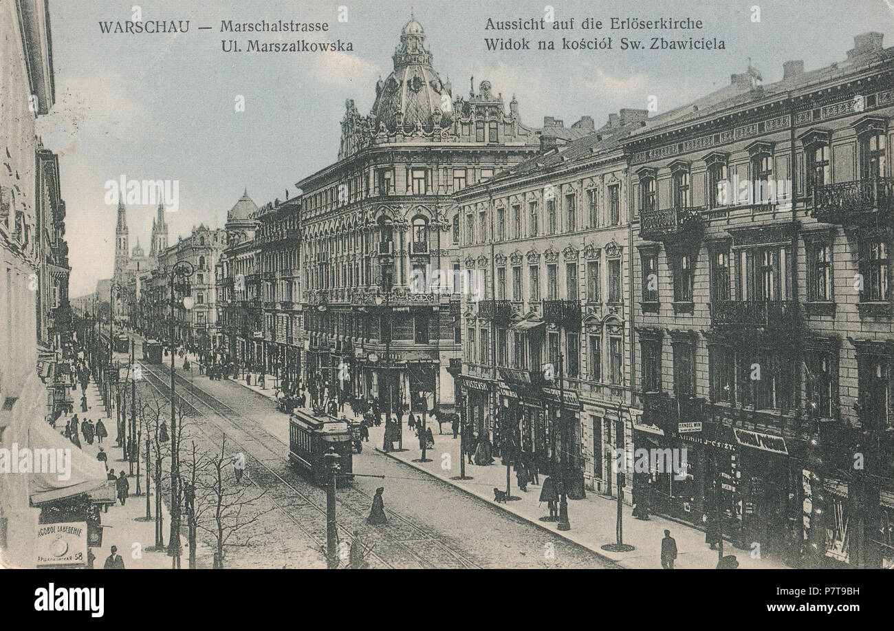 Ulica 381 w latach 1915-1918 Marszałkowska Banque D'Images