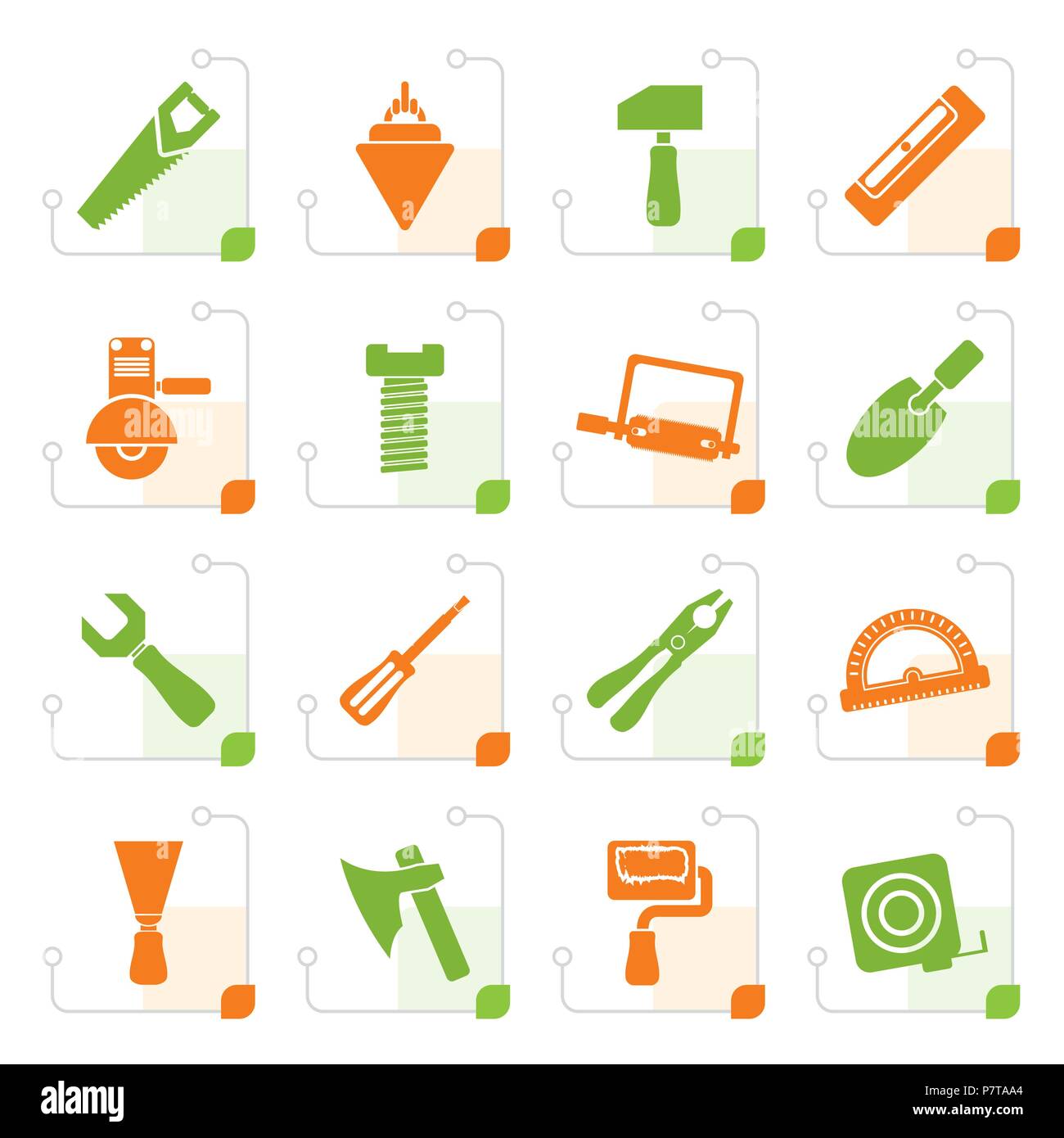 Bâtiment et Construction stylisée icônes outils - Vector Icon Set Illustration de Vecteur