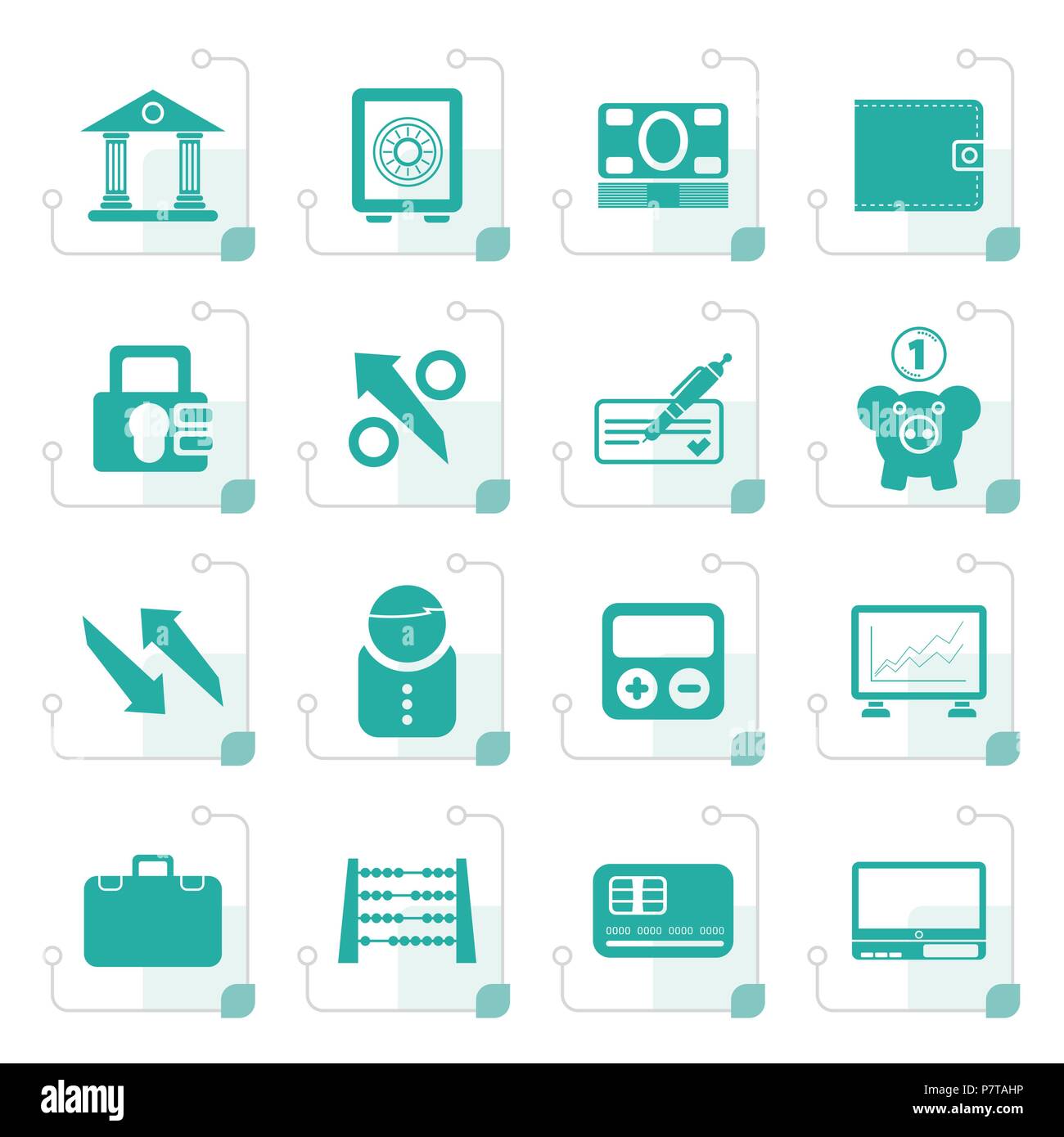 Banque stylisé, le commerce et la finance icons - vector icon set Illustration de Vecteur