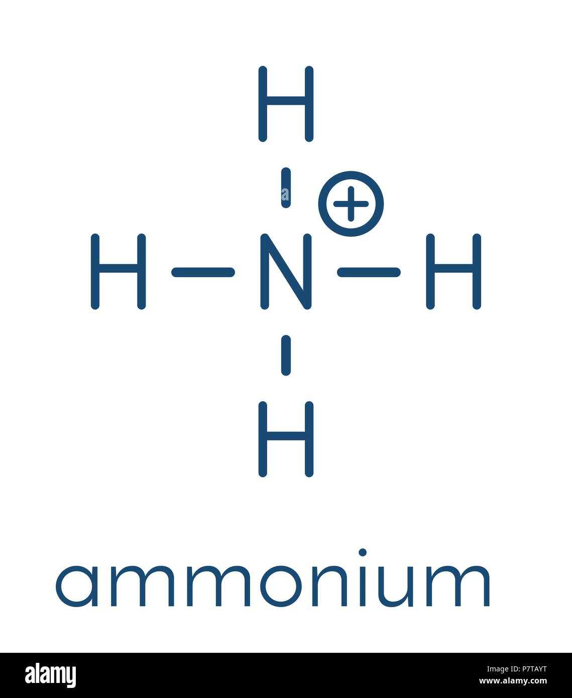 Cation ammonium. Forme protonée de l'ammoniac. Formule topologique. Illustration de Vecteur