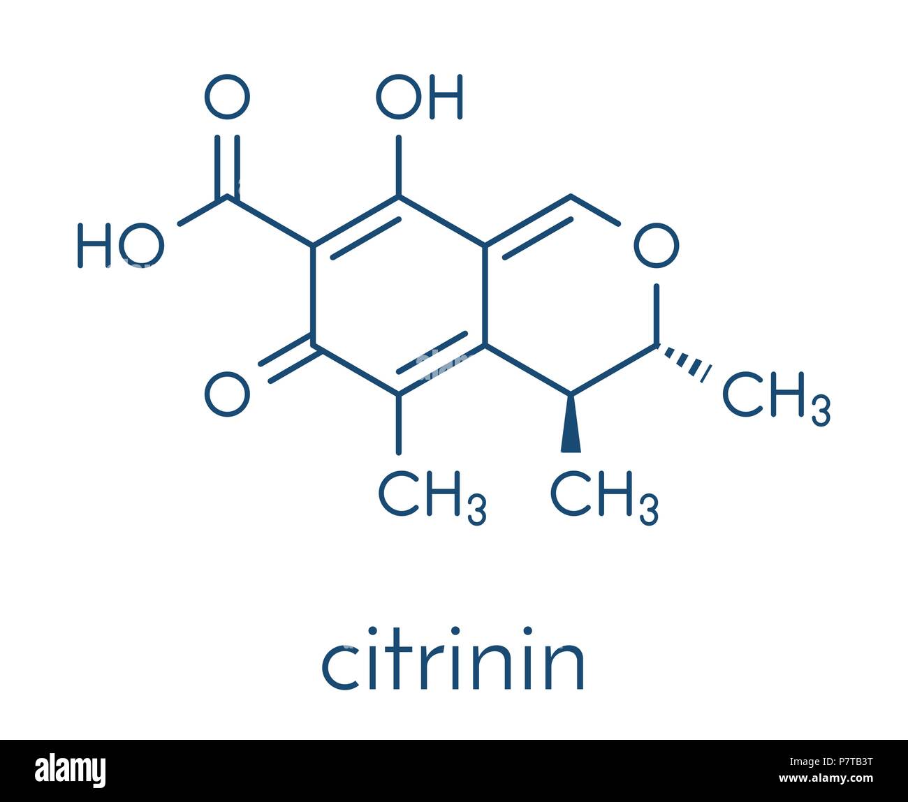 Mycotoxine citrinine molécule. Formule topologique. Illustration de Vecteur