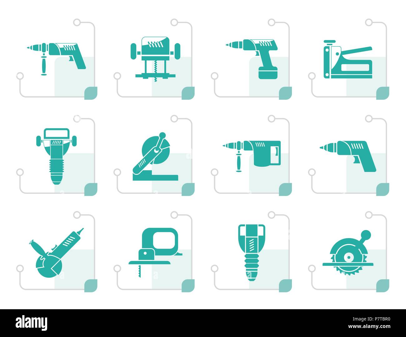 Bâtiment et Construction stylisée icônes outils - Vector Icon Set Illustration de Vecteur