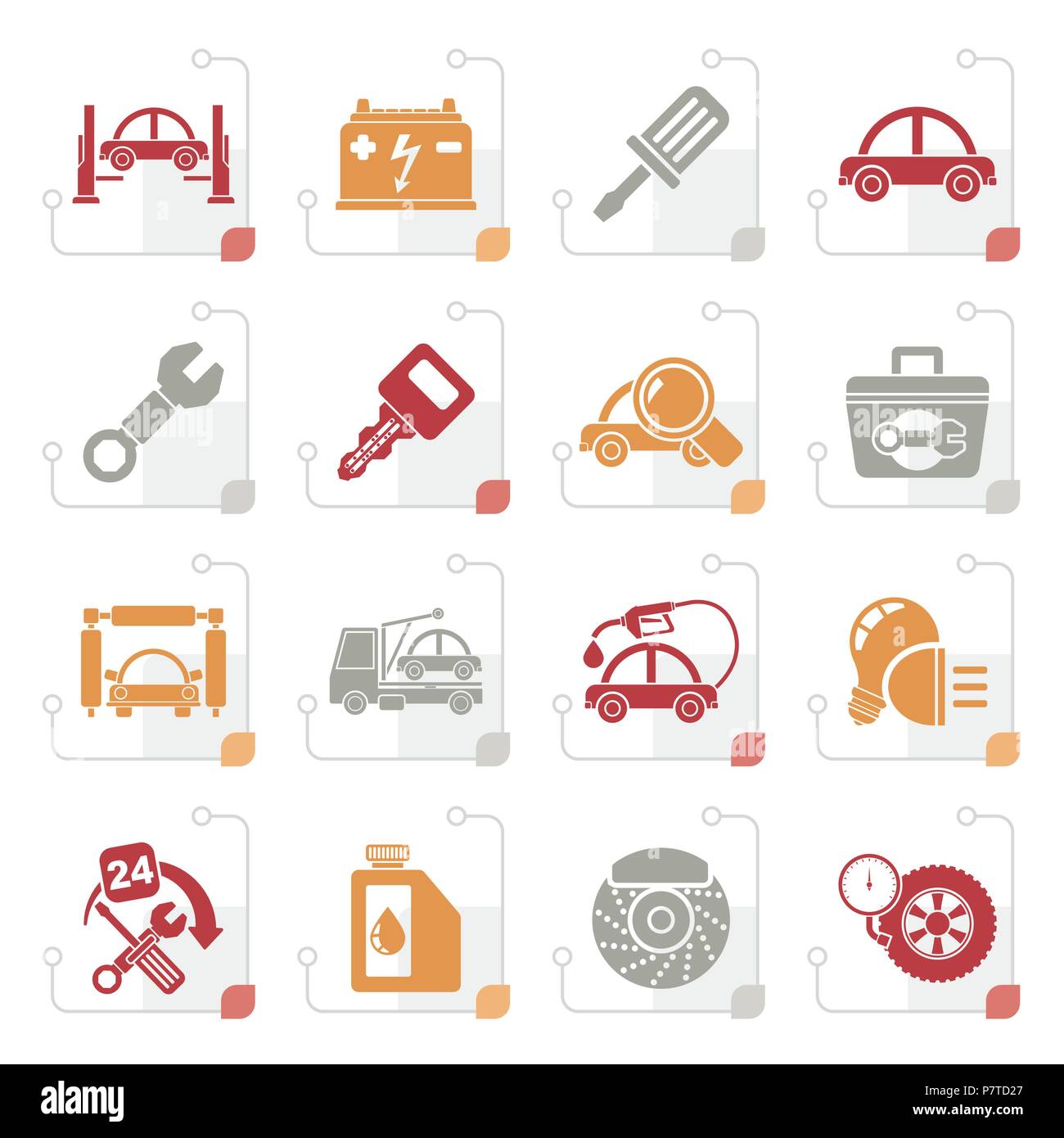 Service de voiture stylisée icônes entretien - vector icon set Illustration de Vecteur